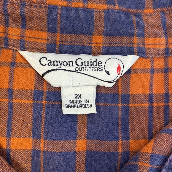 Canyon Guide Outfitters, Orange & Navy Blue Long Sleeve Flannel, Women's XXL - Picture 8 of 9